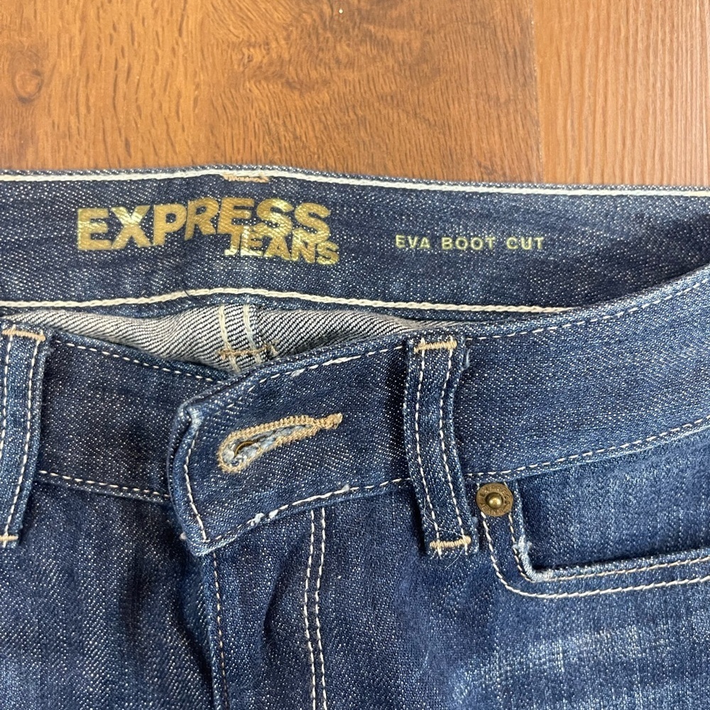 Express Jeans Women Eva Boot Cut Dark Wash Denim - Picture 2 of 5